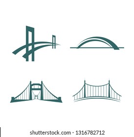bridge with tower suspension vector icon logo template