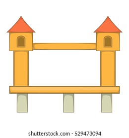 Bridge with towers icon. Cartoon illustration of bridge vector icon for web design