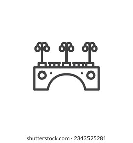 Bridge with trees line icon. linear style sign for mobile concept and web design. Bridge with trees outline vector icon. Symbol, logo illustration. Vector graphics