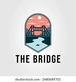 puente o caballete sobre el río con diseño de Ilustración vectorial con logotipo paisajístico 