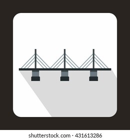 Bridge with triangular supports icon, flat style
