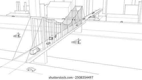 bridge urban view 3d illustration
