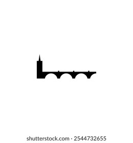 Bridge vector icon. Isolated small and minimalistic clipart, logo, black and white contour