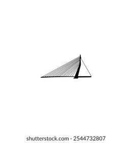 Bridge vector icon. Isolated small and minimalistic clipart, logo, black and white contour