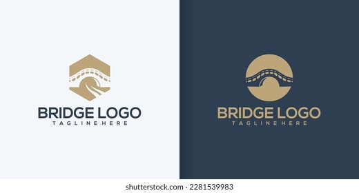 Bridge vector icon logo design template collection