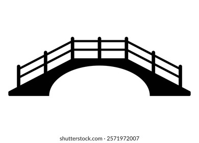 Bridge vector icon. Perfect for architecture, construction, or landscape illustrations. Black silhouette isolated on white background.