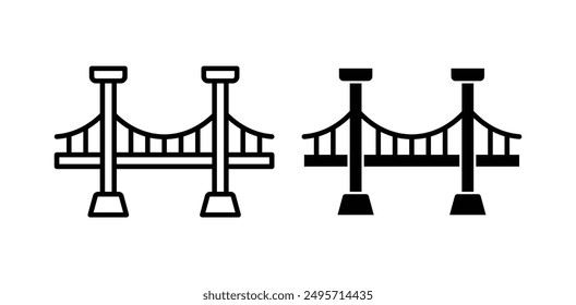 Bridge vector icon set in black color.