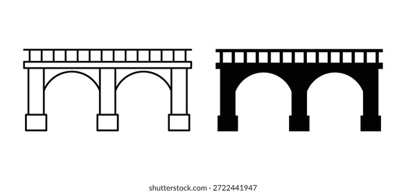 Bridge Vector Icon for Transportation Design, Infrastructure Illustration, City Architecture, Urban Landscape Graphics, Travel Symbols. isolated on white background.