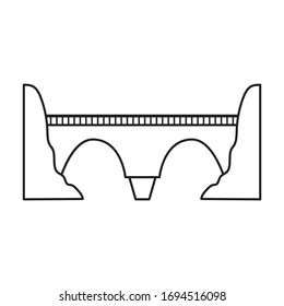Bridge vector icon.Outline vector icon isolated on white background bridge.