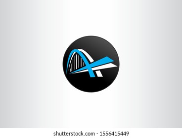 Bridge Vector Logo Template Illustration Design in circle concept. Vector EPS 10.
