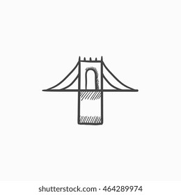 Bridge vector sketch icon isolated on background. Hand drawn Bridge icon. Bridge sketch icon for infographic, website or app.