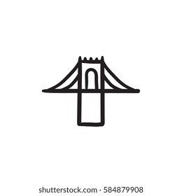 Bridge vector sketch icon isolated on background. Hand drawn Bridge icon. Bridge sketch icon for infographic, website or app.