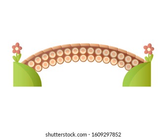 Bridge vector urban crossover architecture. Bridge-construction for transportation illustration. Bridged of river bridge-building with carriageway isolated on white background