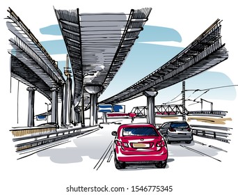 Bridge view - hand drawn sketch