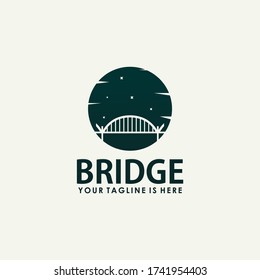 bridge view vintage logo template design vector, travel brand logotype