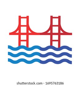 puente con ondas diseño de ilustración vectorial de estilo plano