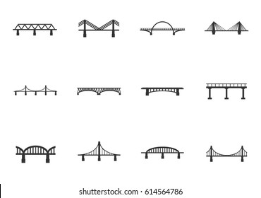 Bridge Architecture City Landmark Silhouette Icon Stock Vector (Royalty ...