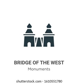 Bridge of the west glyph icon vector on white background. Flat vector bridge of the west icon symbol sign from modern monuments collection for mobile concept and web apps design.