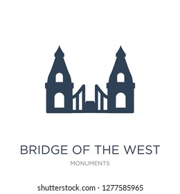 bridge of the west icon vector on white background, bridge of the west trendy filled icons from Monuments collection, bridge of the west vector illustration
