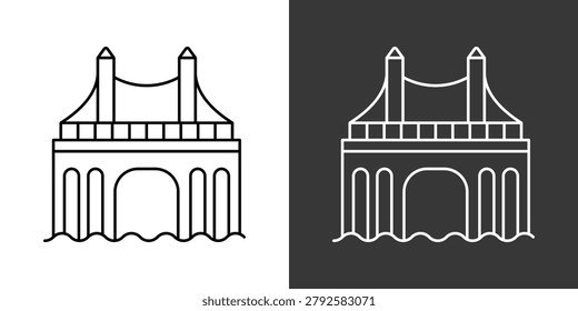 Bridge White And Black Icon Set Collection Pack Vector Illustration
