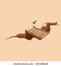 Bridge in the wild west. Vector game design for app