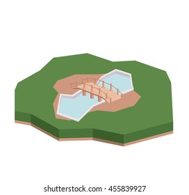 bridge wood isometric  isolated icon design, vector illustration  graphic 