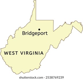 Bridgeport localização da cidade no mapa do estado de West Virginia