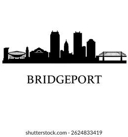 Bridgeport Skyline Silhouette Connecticut USA.