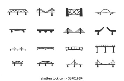 Bridges black silhouette simply icons for web