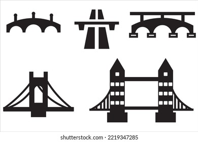 conjunto de iconos de puentes, vector, ilustración