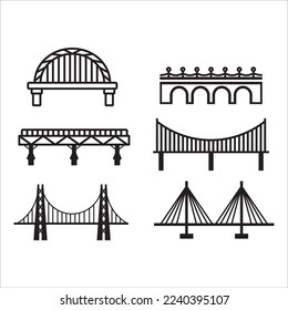 conjunto de iconos de puentes, vector, ilustración