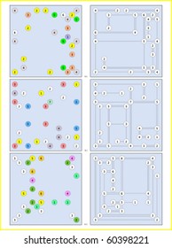 Bridges logic puzzle vector set. Easy & Medium