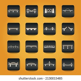 Bridges symbols on black buttons on yellow background