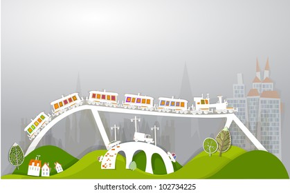 Bridges and train "White city" collection