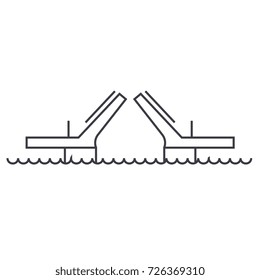 bridges,drawbridges vector line icon, sign, illustration on background, editable strokes