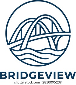 Bridgeview Logo – Modern Bridge and Water Symbol Vector Design