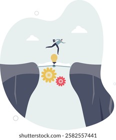 Bridging the gap with business knowledge and education.Career problem overcome using self development and growth.flat characters.