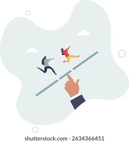 Bridging the gap, business support or help for employee or team to reach success, career progress. character life .