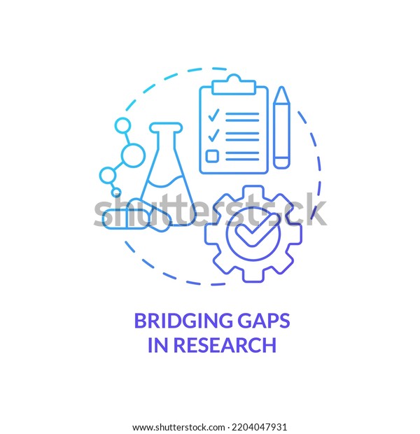 Bridging gaps\
in research blue gradient concept icon. Goal for pandemic\
preparedness plan abstract idea thin line illustration. Isolated\
outline drawing. Myriad Pro-Bold fonts\
used