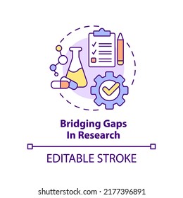 Bridging gaps in research concept icon. Goal for pandemic preparedness plan abstract idea thin line illustration. Isolated outline drawing. Editable stroke. Arial, Myriad Pro-Bold fonts used