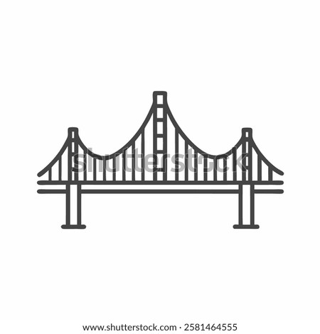 Bridging horizons with an elegant flat line vector illustration of a stunning architectural marvel