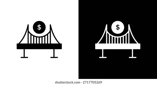 Icono de préstamo puente pictograma plano negro. Para gráficos y Diseño web.