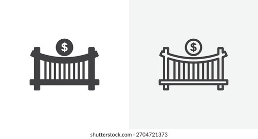 Bridging loan icon. collection of editable stroke line and solid flat styles.