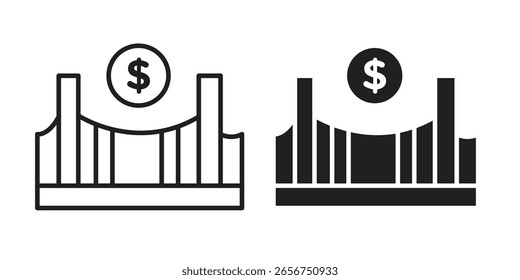 Bridging loan icon symbol set in black. line and flat icons