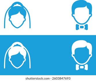 bridle and groom vector face