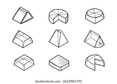Brie Cheese Minimalist Line Art
