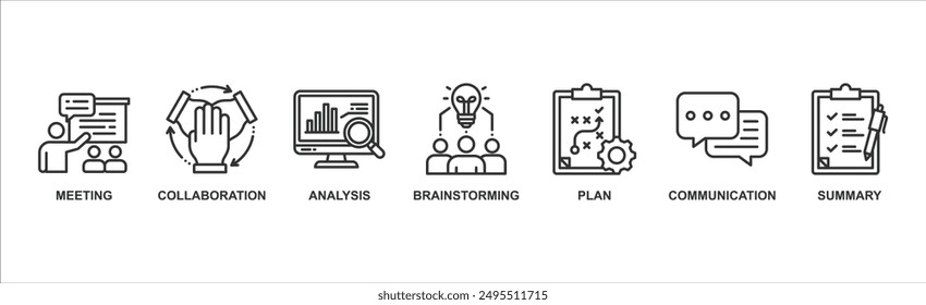 Concepto de Ilustración vectorial de icono de Web de Anuncio de brief para una sesión informativa de Plan de negocios con un ícono