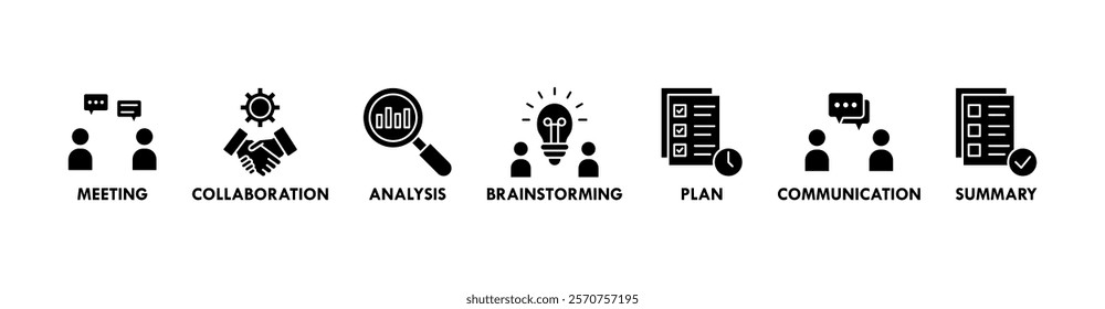 Brief banner web icon vector illustration concept for a briefing of business plan with an icon of meeting, collaboration, analysis, brainstorming, plan, communication, and summary