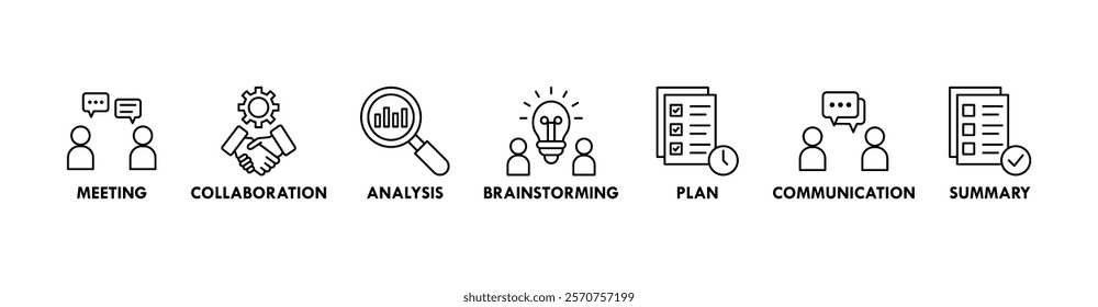 Brief banner web icon vector illustration concept for a briefing of business plan with an icon of meeting, collaboration, analysis, brainstorming, plan, communication, and summary