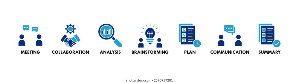 Brief banner web icon vector illustration concept for a briefing of business plan with an icon of meeting, collaboration, analysis, brainstorming, plan, communication, and summary